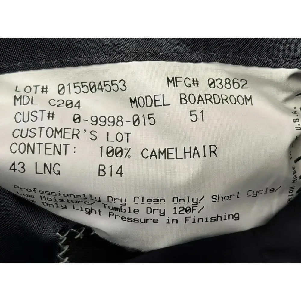 Hickey Freeman Boardroom Mens 43L 100% Camel Hair Gray Blazer USA Union Made